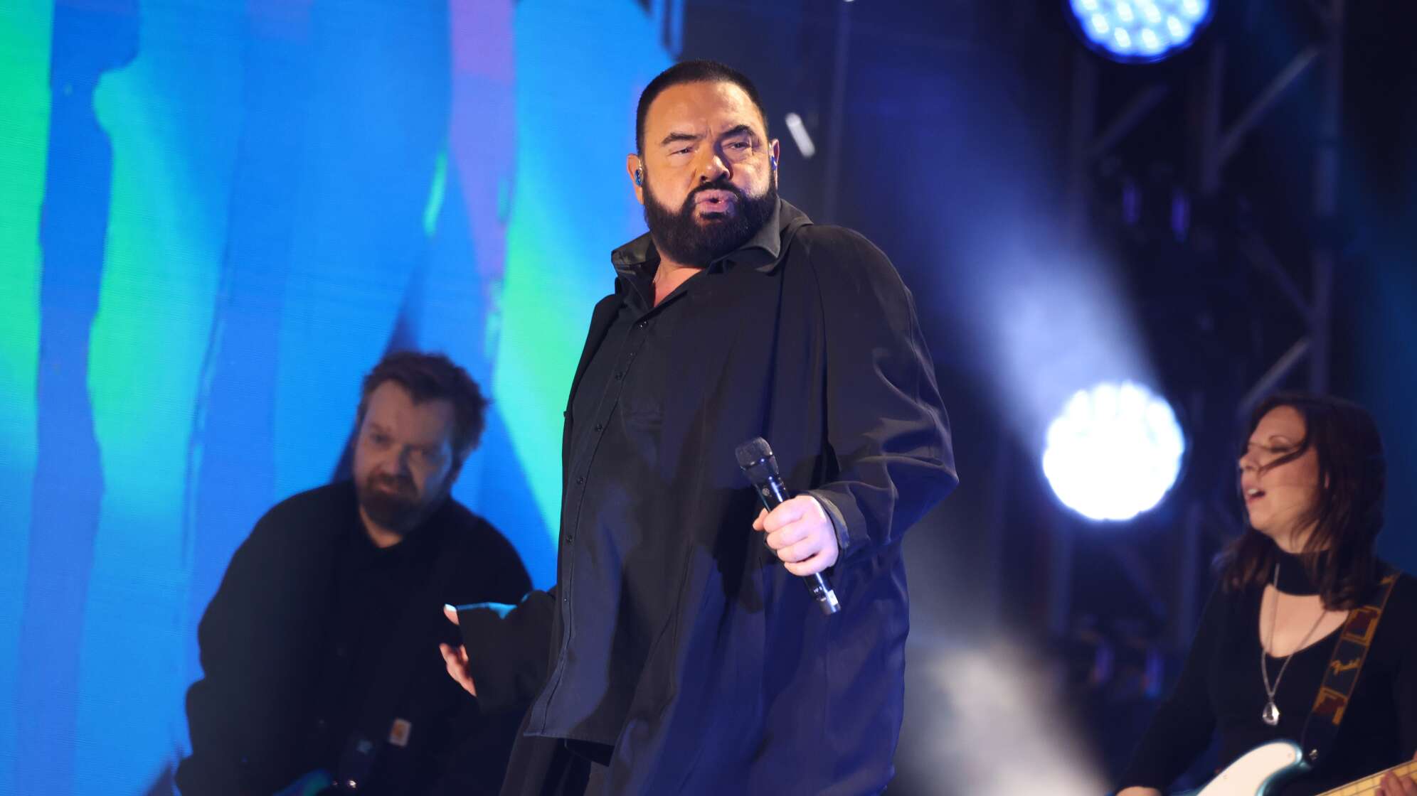 Alphaville-Sänger Marian Gold 2022 auf der Bühne zur Silvesterfeier in Berlin